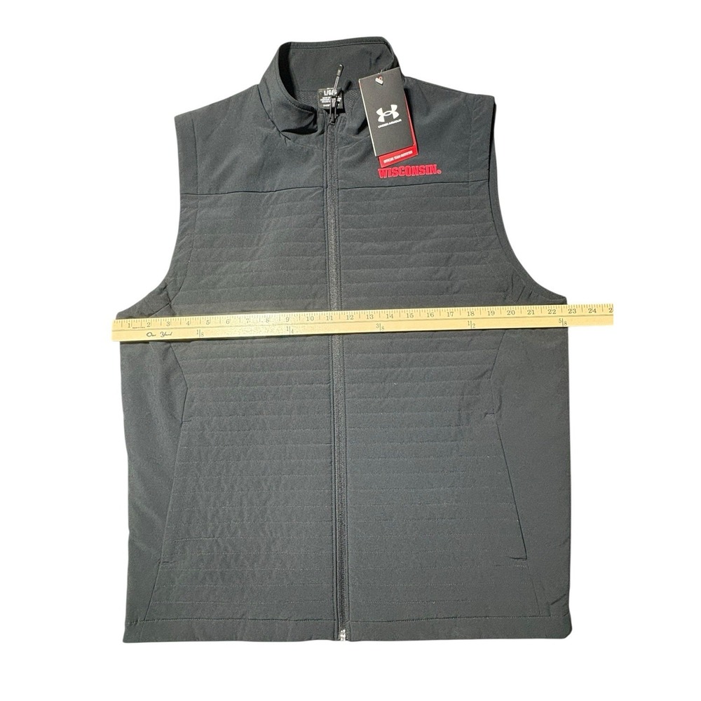 Men's Under Armour  Black Wisconsin Badgers Drive Pro Storm Full-Zip Vest - Picture 9 of 14